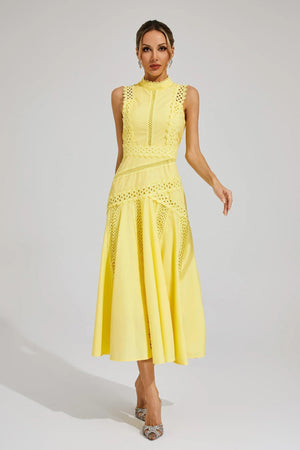 Sleeveless Cutwork Midi Dress