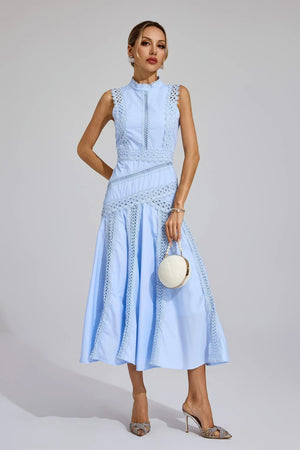 Sleeveless Cutwork Midi Dress