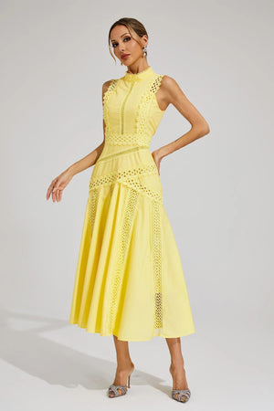 Sleeveless Cutwork Midi Dress