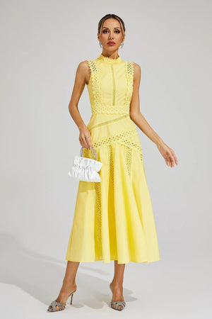 Sleeveless Cutwork Midi Dress