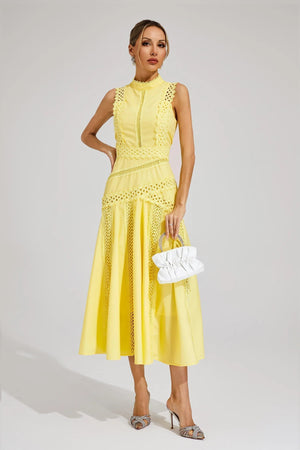 Sleeveless Cutwork Midi Dress
