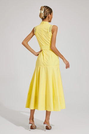 Sleeveless Cutwork Midi Dress